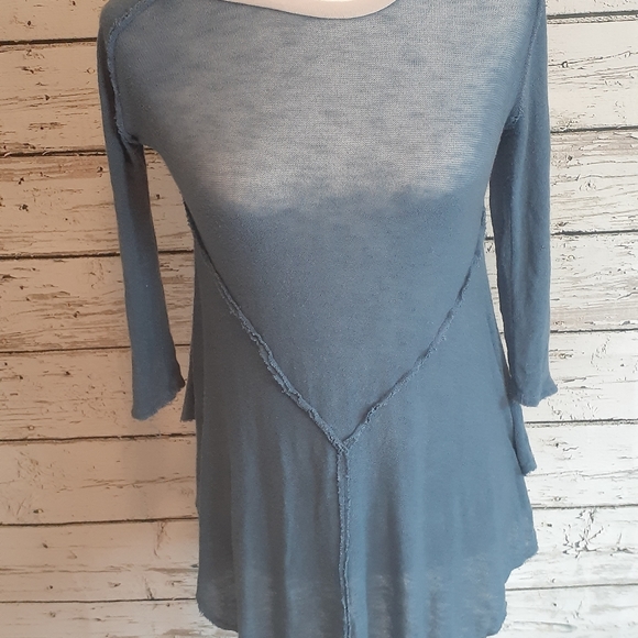 Free People weekend shirt blue sheer medium - Picture 2 of 6